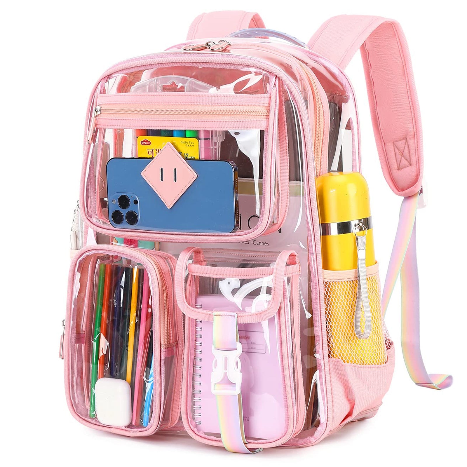 Kids Clear School Backpacks -Black Pink Blue Book Bags For Boys Girls