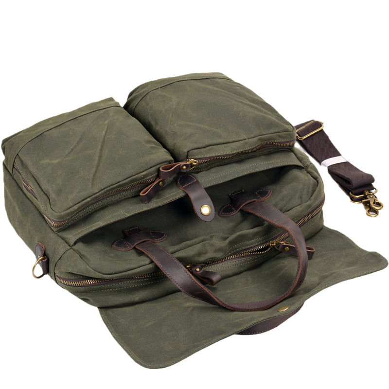 Oil Wax Canvas Handbag Laptop Bag Vintage Canvas Briefcase Work Bag