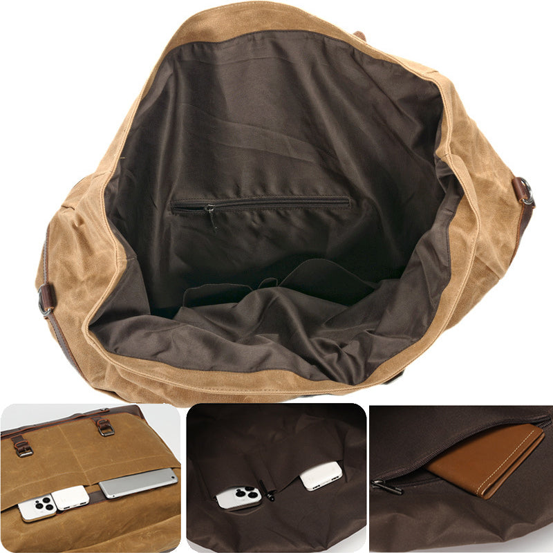 Waxed Canvas Duffle Bag Large Travel Luggage Bag
