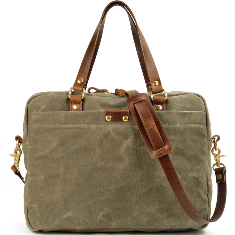 Waxed Canvas Messenger Bag Multi-pocket Shoulder Bag
