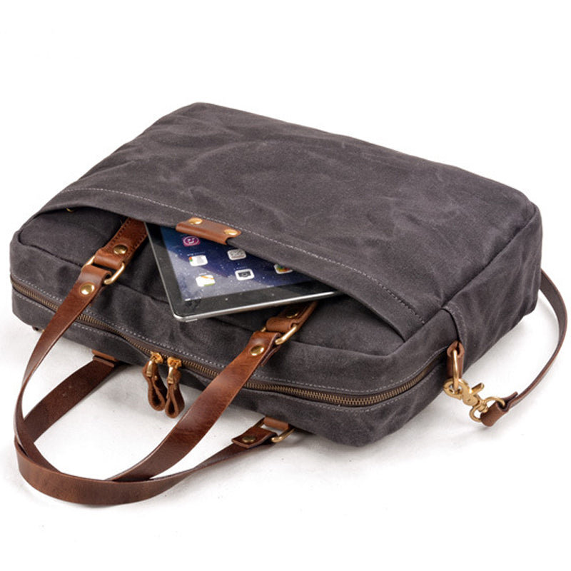 Waxed Canvas Messenger Bag Multi-pocket Shoulder Bag