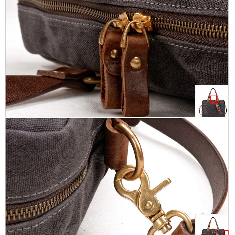 Waxed Canvas Messenger Bag Multi-pocket Shoulder Bag