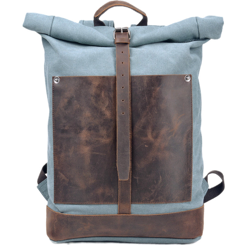 Vintage Waterproof Canvas Backpack Rucksack Roll Top Bag