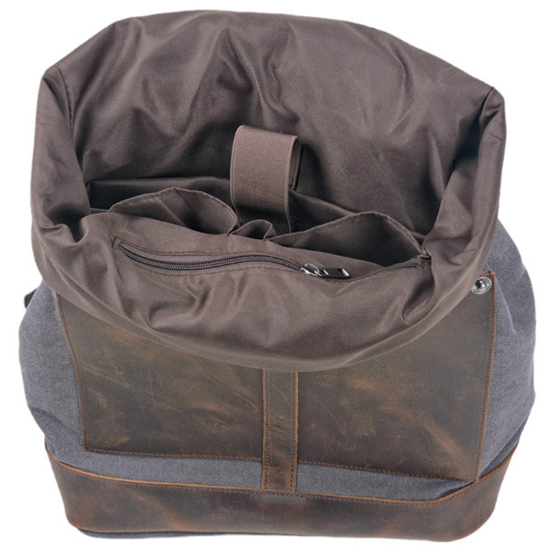 Vintage Waterproof Canvas Backpack Rucksack Roll Top Bag