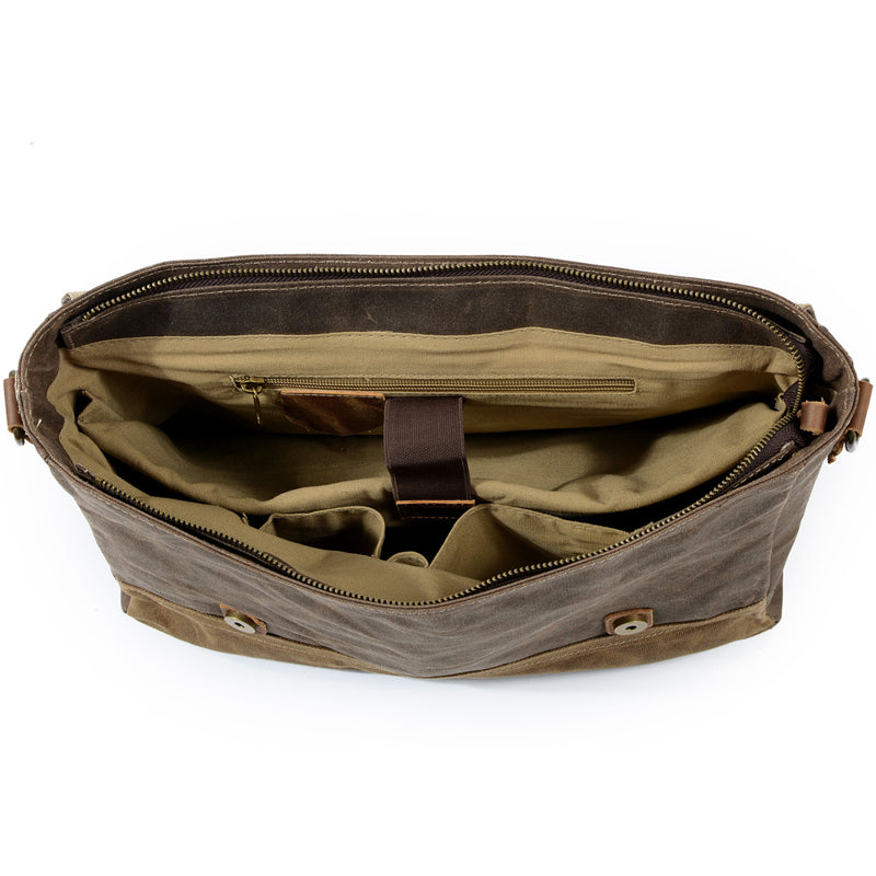 Mens Laptop Briefcase Canvas Bag Waterproof Messenger Bag for Business