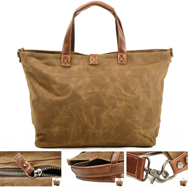Oil Wax Canvas Tote Transverse Crossbody Bag Handbag Hobo Bag