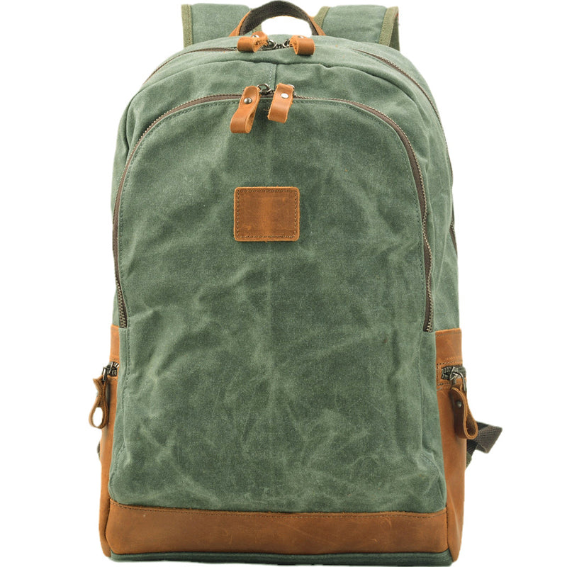 Waxed Canvas Ruckpack Retro School Backpack Waterproof Travel Bag