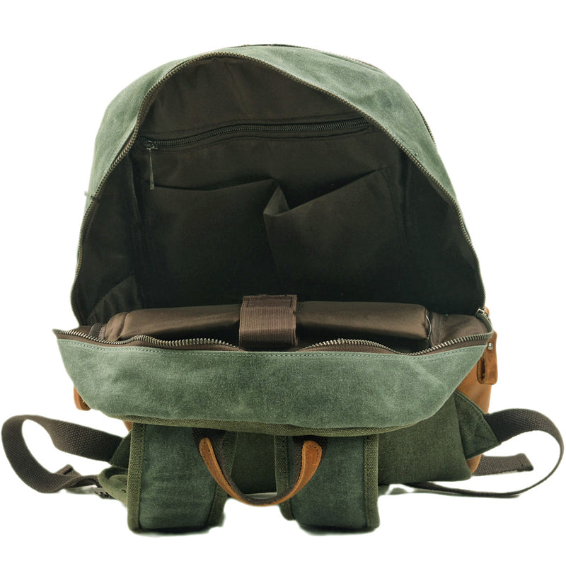Waxed Canvas Ruckpack Retro School Backpack Waterproof Travel Bag