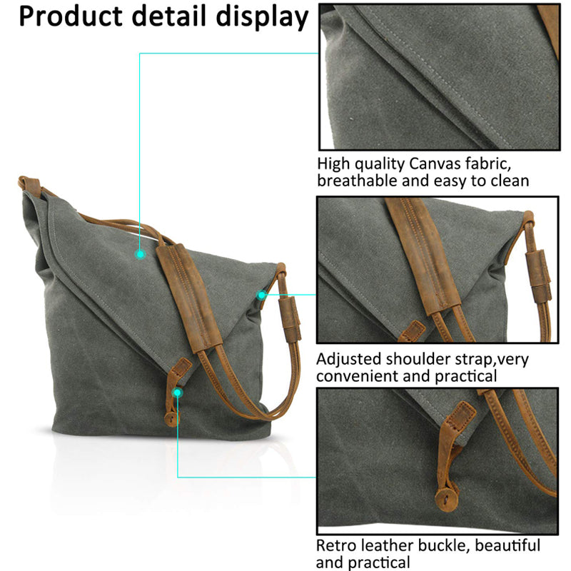 Canvas Crossbody Bag Retro Messenger Bag Bucket Shoulder Bag