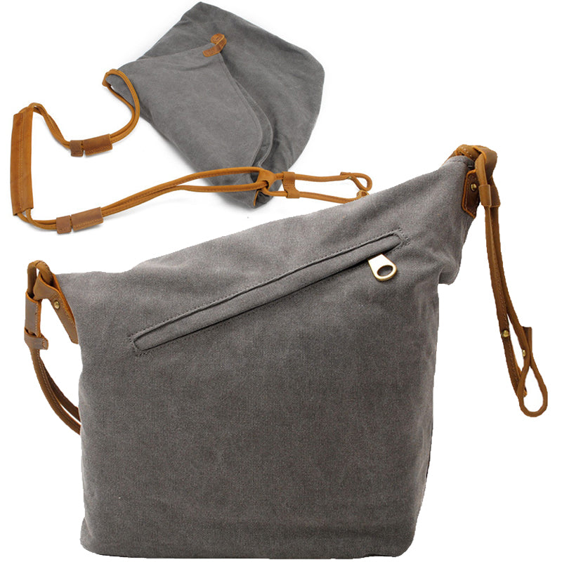 Canvas Crossbody Bag Retro Messenger Bag Bucket Shoulder Bag