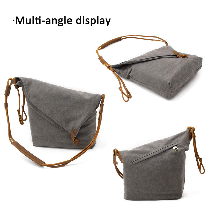 Canvas Crossbody Bag Retro Messenger Bag Bucket Shoulder Bag