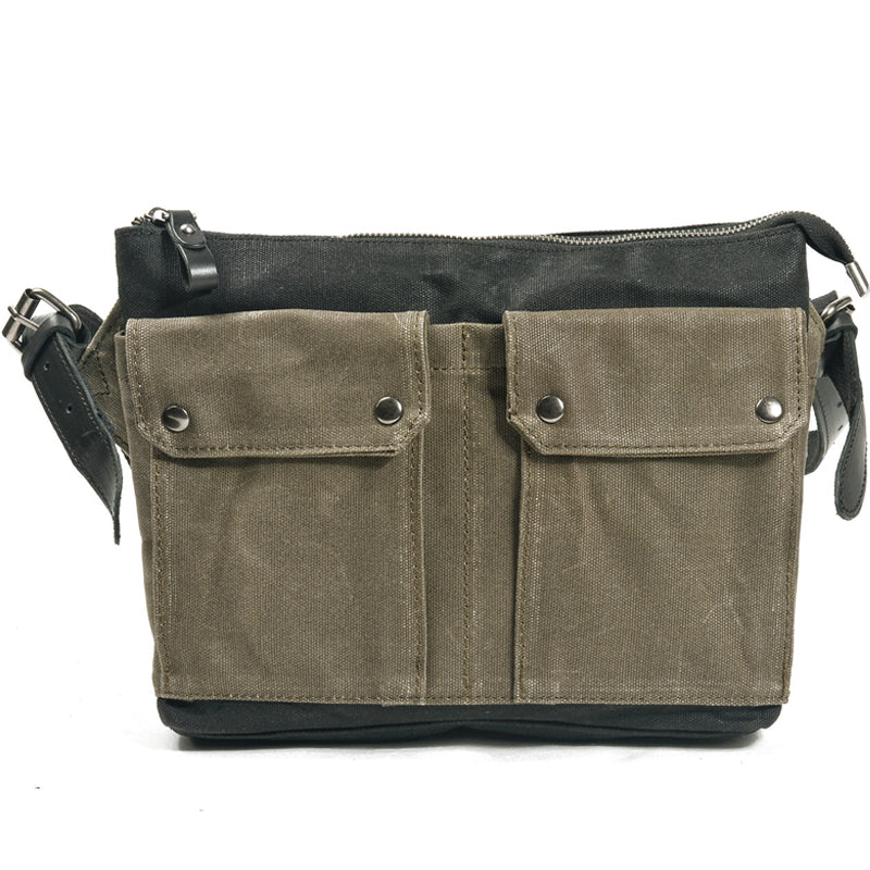 Canvas Crossbody Bag Colorblock Wax Canvas Messenger Bag