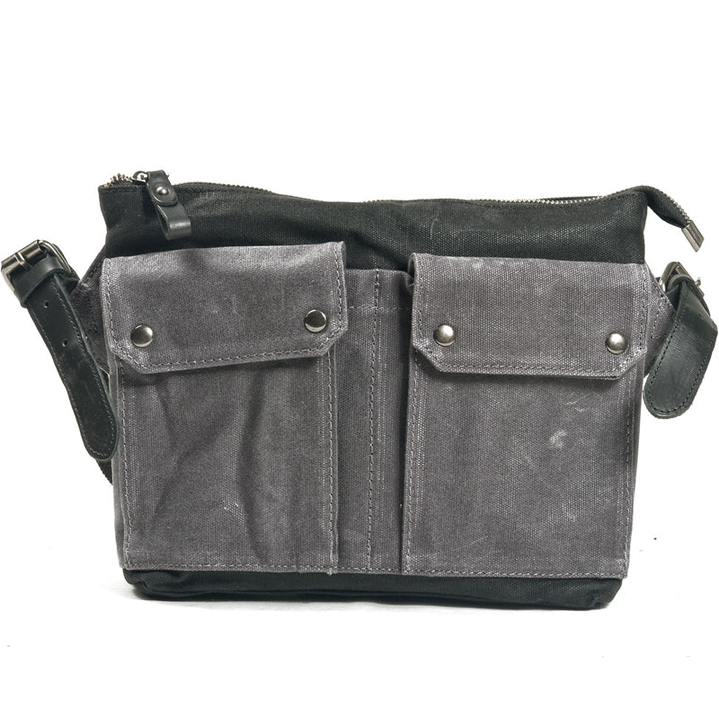 Canvas Crossbody Bag Colorblock Wax Canvas Messenger Bag