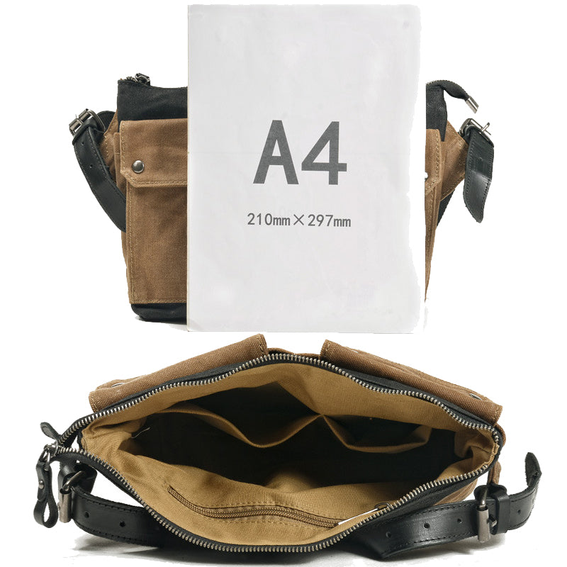 Canvas Crossbody Bag Colorblock Wax Canvas Messenger Bag