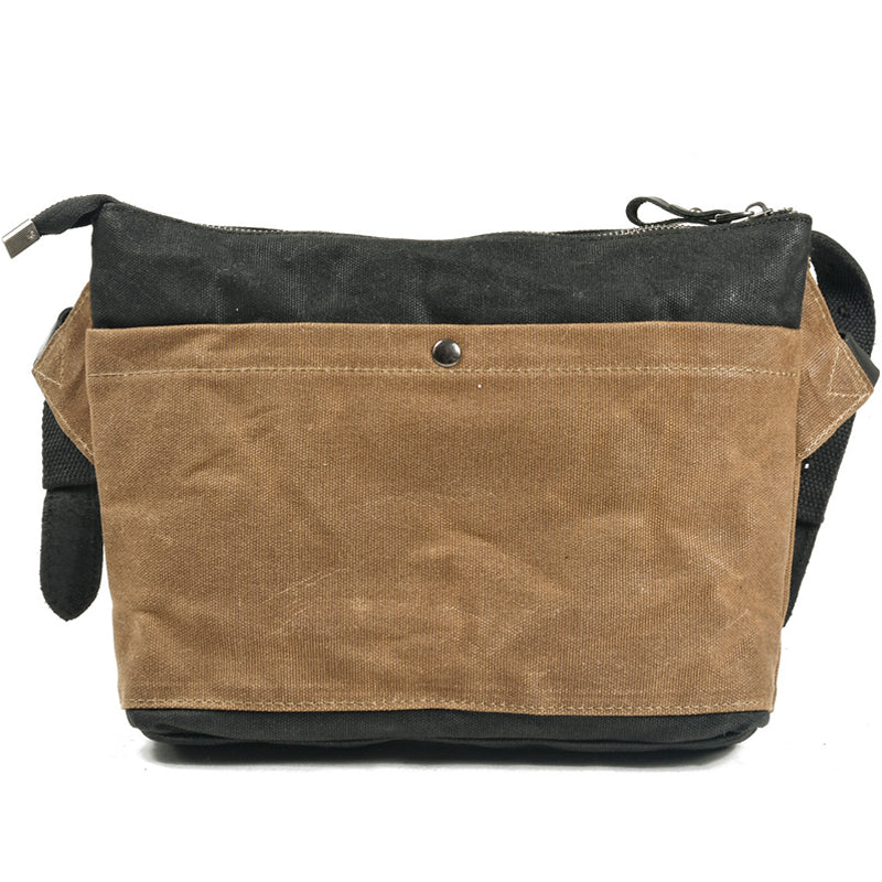 Canvas Crossbody Bag Colorblock Wax Canvas Messenger Bag
