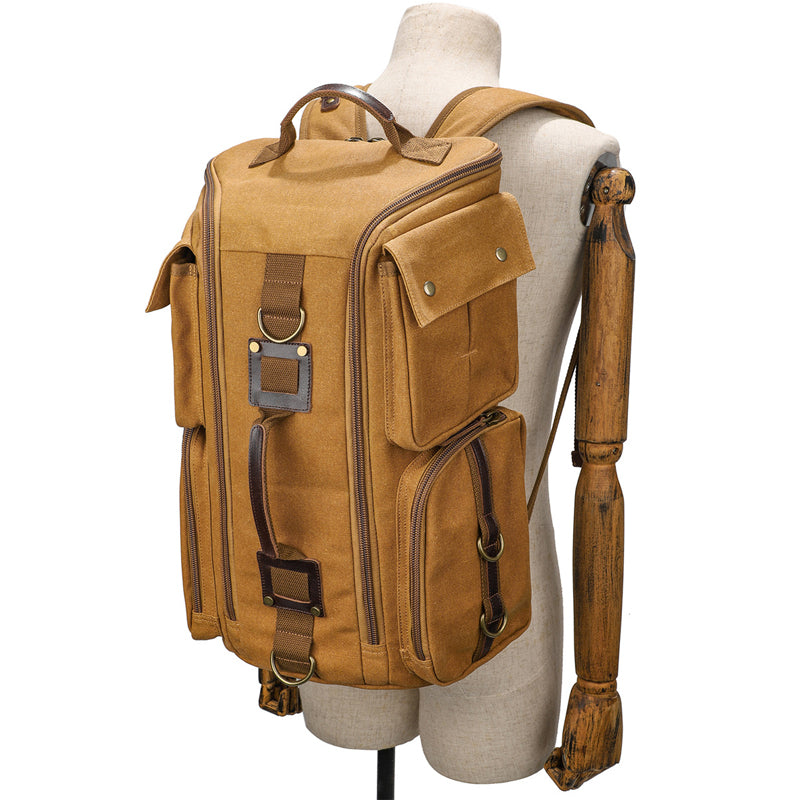 Outdoor Canvas Backpack Travel Hiking Ruckpack