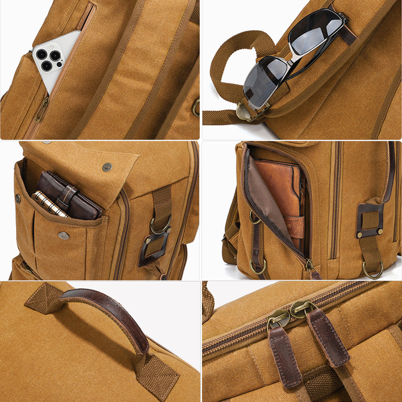 Outdoor Canvas Backpack Travel Hiking Ruckpack