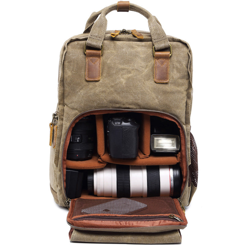 Waterproof Camera Backpack Canvas DSLR Photography Bag
