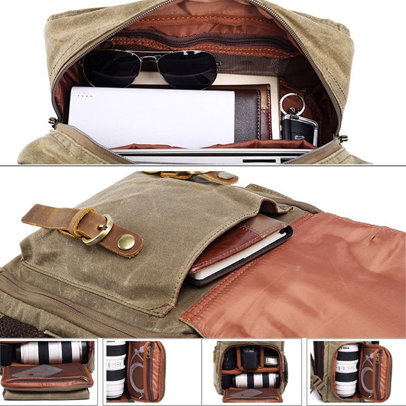 Waterproof Camera Backpack Canvas DSLR Photography Bag