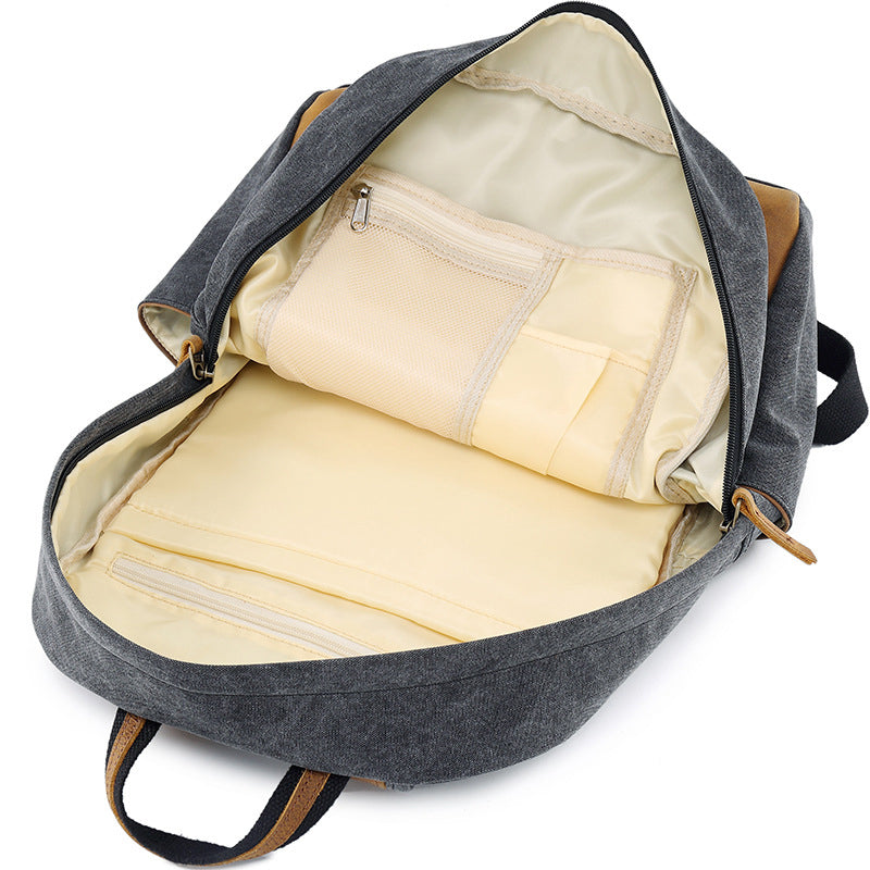 Canvas School Backpack For Men Big Book Bag