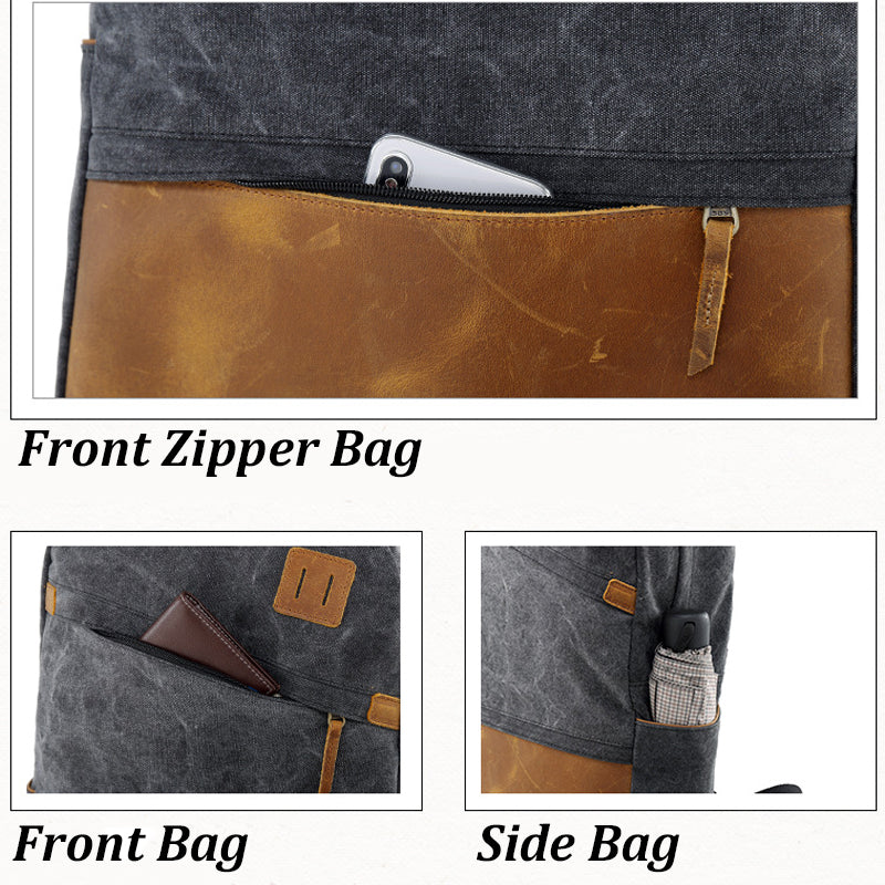 Canvas School Backpack For Men Big Book Bag