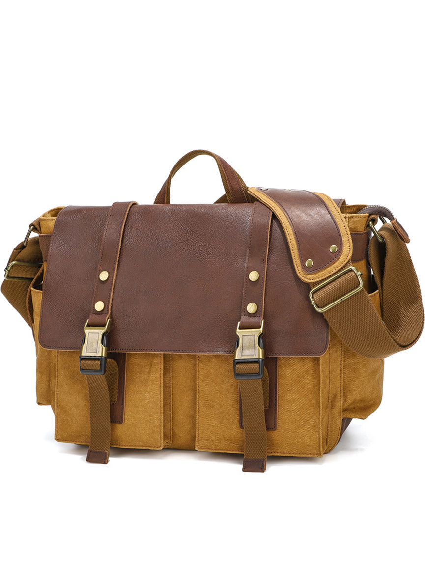 Waxed Canvas Messenger Bag Vintage Satchel Travel Bookbag