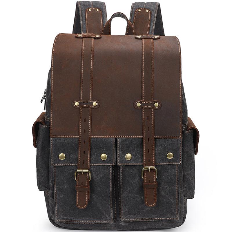 Portable Canvas Backpack Outdoor Travel Ruckpack For 15 inch Laptop