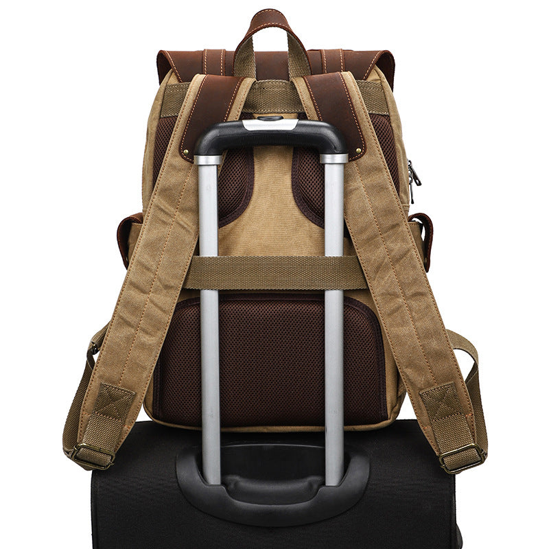 Portable Canvas Backpack Outdoor Travel Ruckpack For 15 inch Laptop