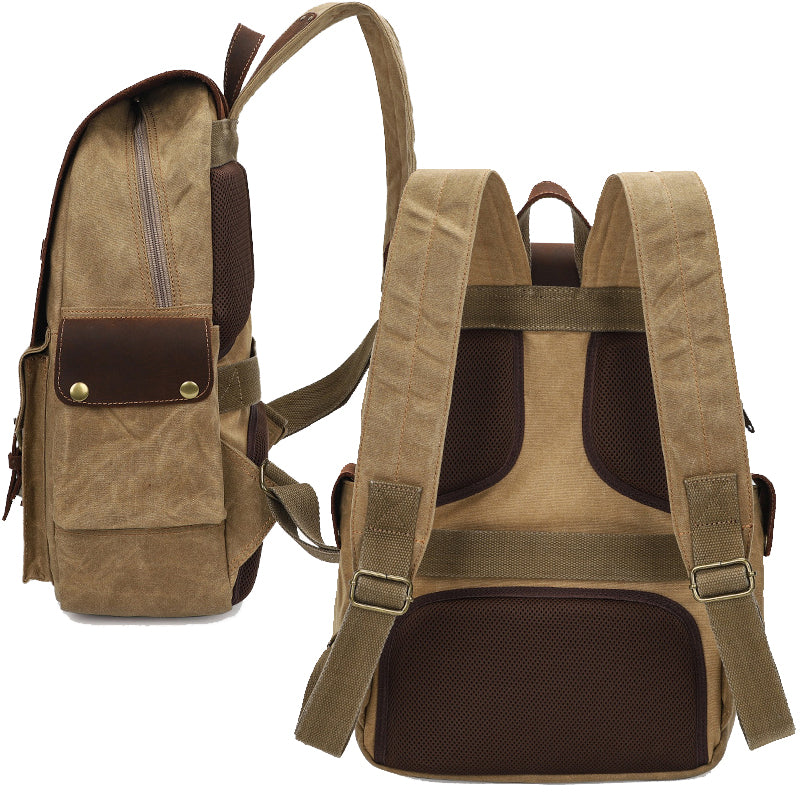 Portable Canvas Backpack Outdoor Travel Ruckpack For 15 inch Laptop