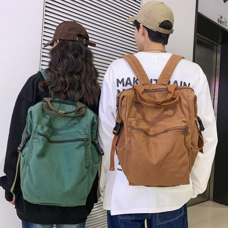 Large Capacity Canvas Backpack For Teens