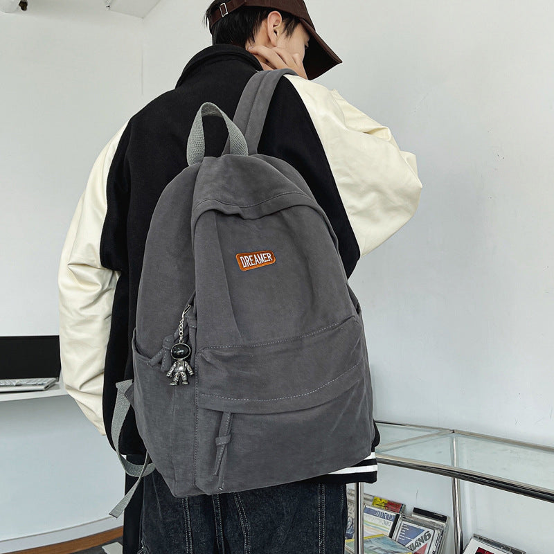 Simple Canvas Backpack Studnets Bookbag