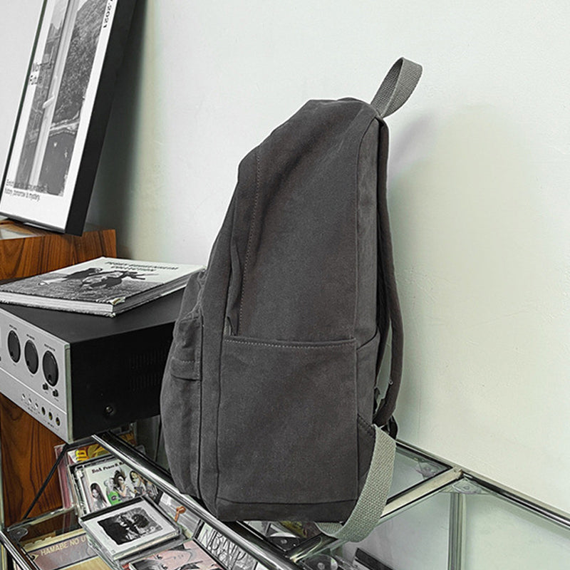 Simple Canvas Backpack Studnets Bookbag