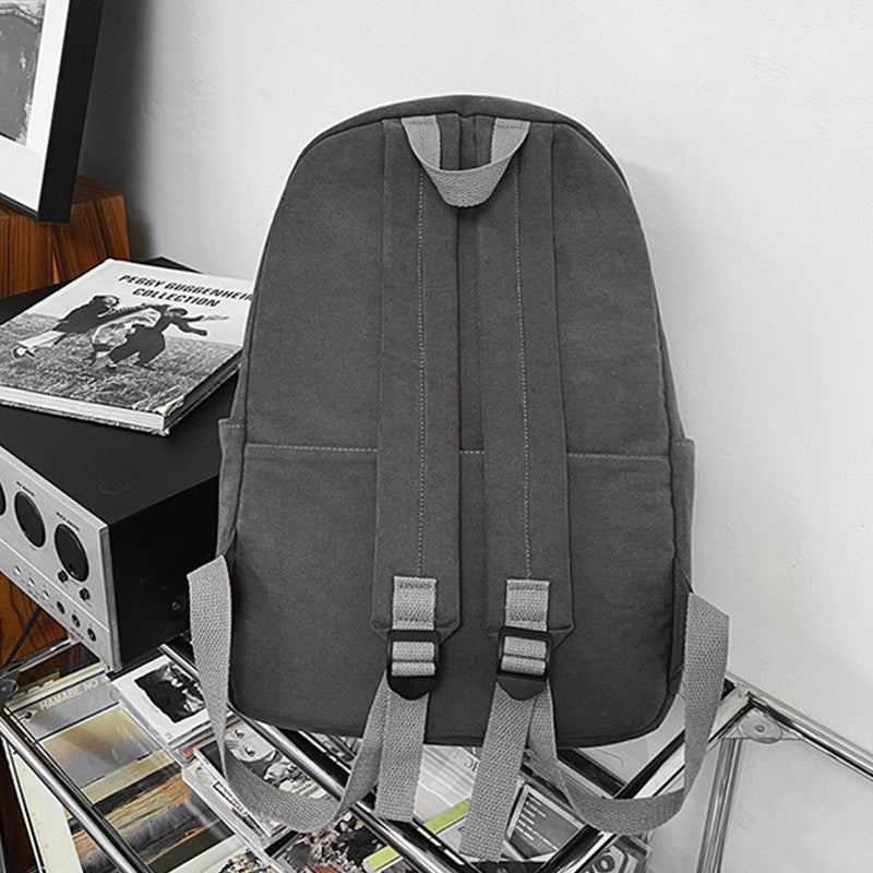 Simple Canvas Backpack Studnets Bookbag