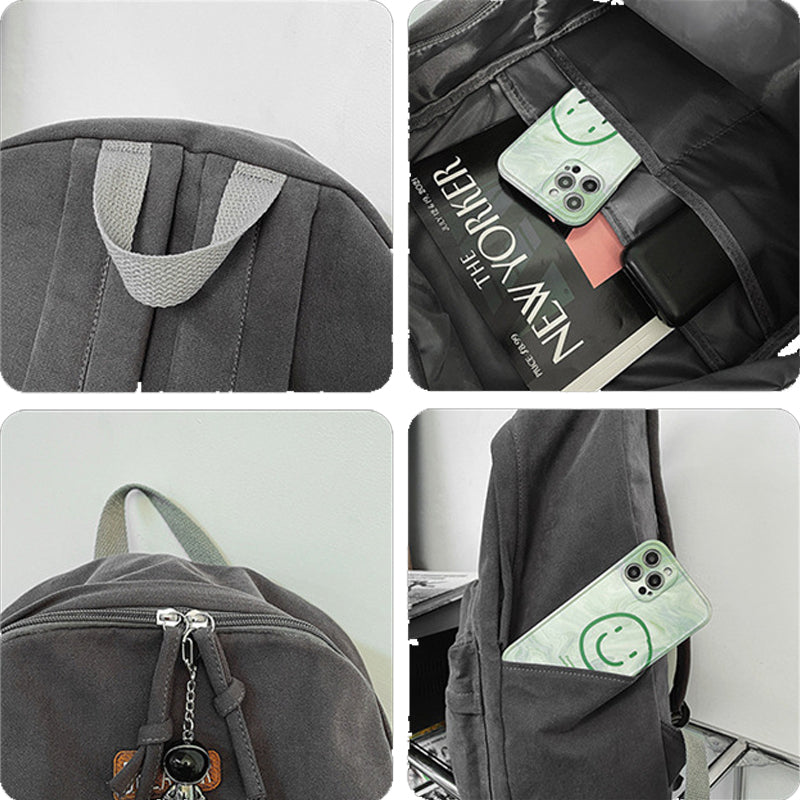 Simple Canvas Backpack Studnets Bookbag