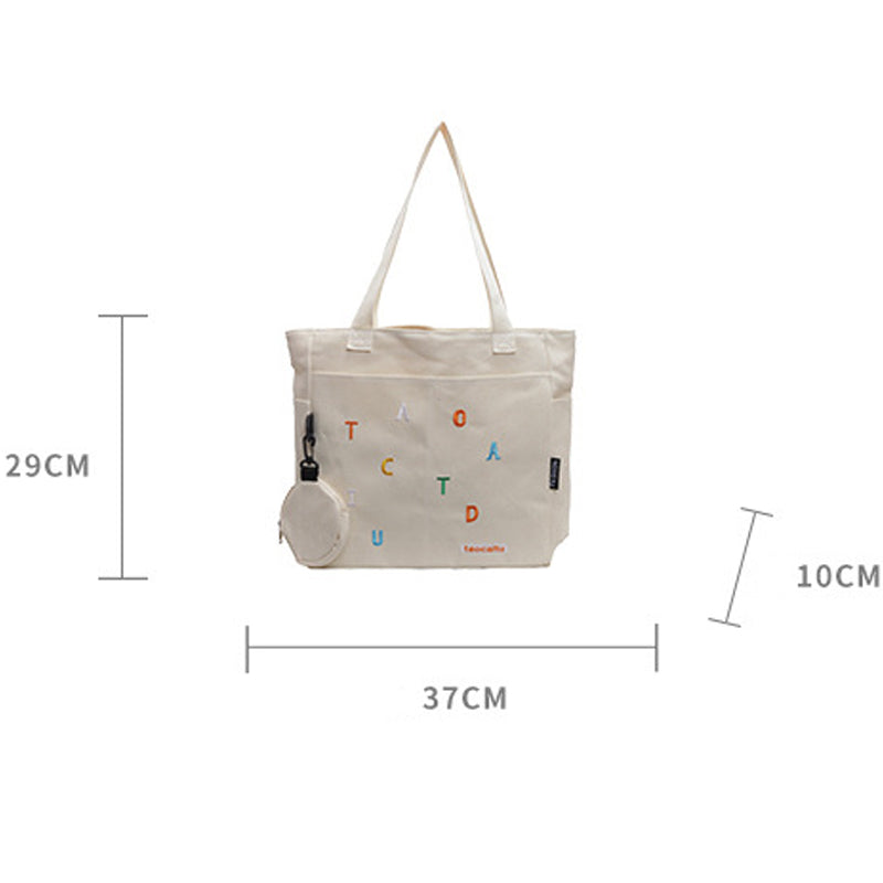 Cute Canvas Tote Bag with Mini Wallet
