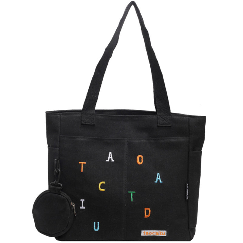 Cute Canvas Tote Bag with Mini Wallet