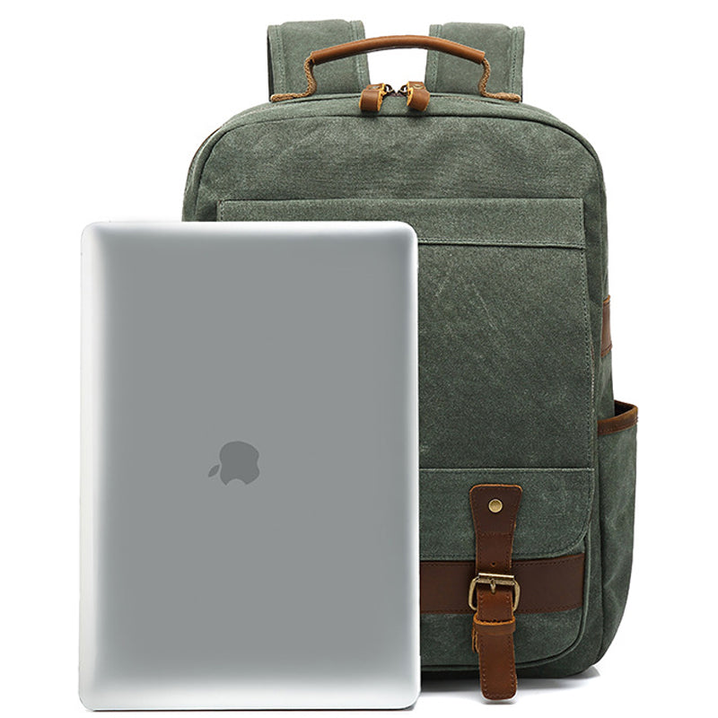 Student Waxed Backpack School Canvas Bookbag