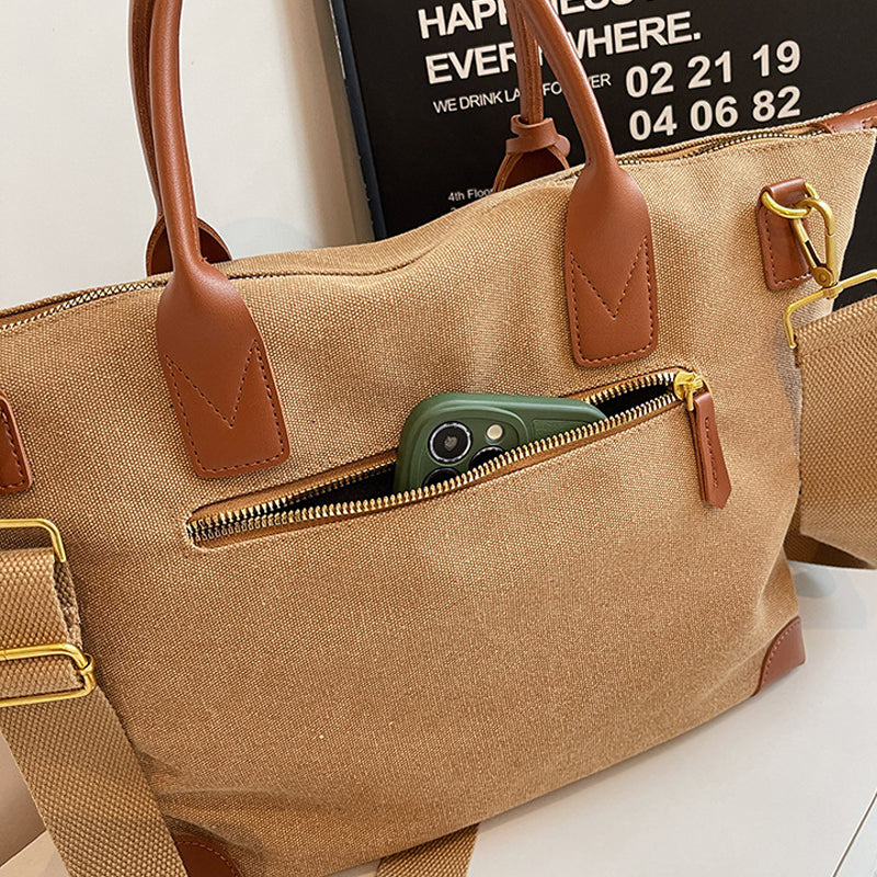 Canvas Colorblock Tote Bag