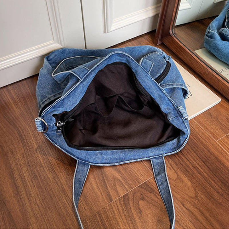 Tote Bag With Denim Five Star Distressed