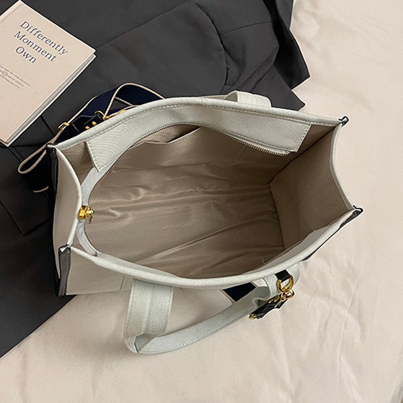 Contrast Color Panel Denim Bag