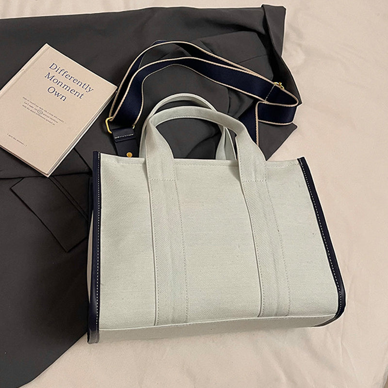 Contrast Color Panel Denim Bag