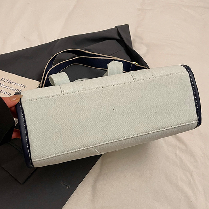 Contrast Color Panel Denim Bag