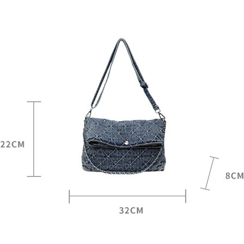 Diamond Quilted Denim Tote Bag