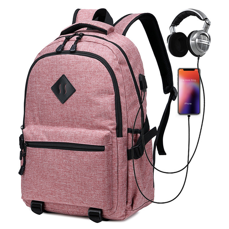 Kids USB Charging Laptop School Backpacks -Black Pink Grey Book Bags F