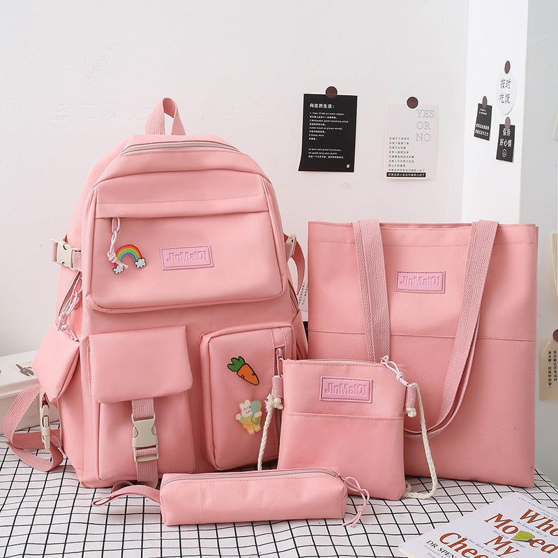 Kids Backpack With Lunch Box School Backpacks - Black Blue Pink Book Bags For Girls Set Handbag Purse Pink Bookbag