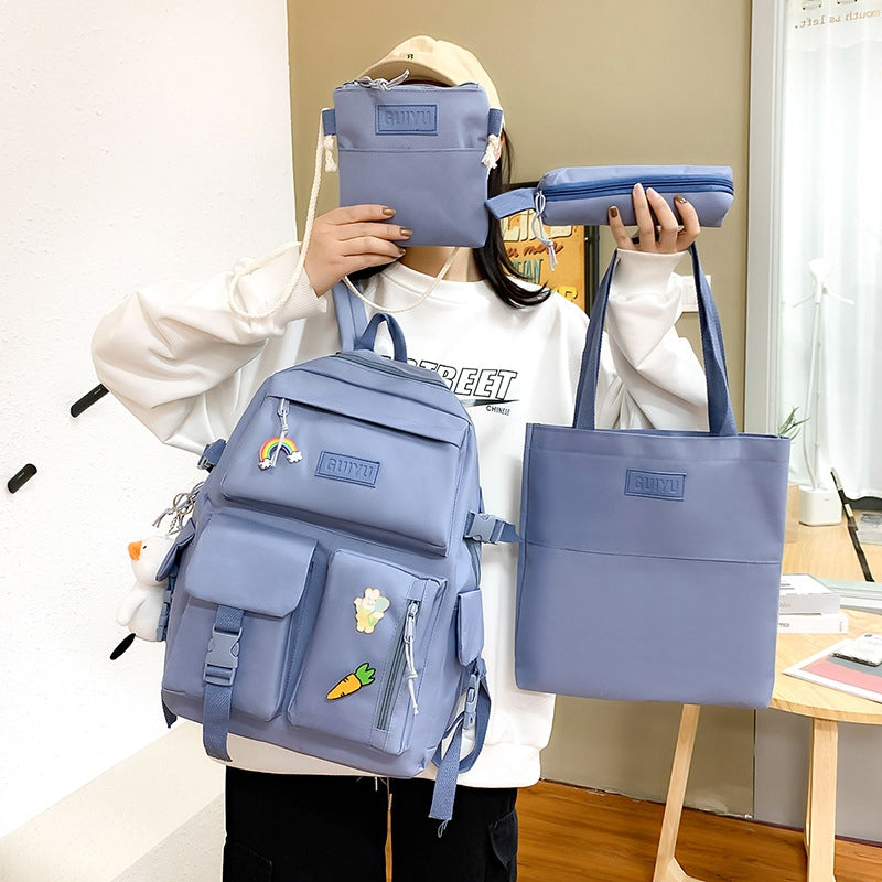 Kids Backpack With Lunch Box School Backpacks - Black Blue Pink Book Bags For Girls Set Handbag Purse Pink Bookbag