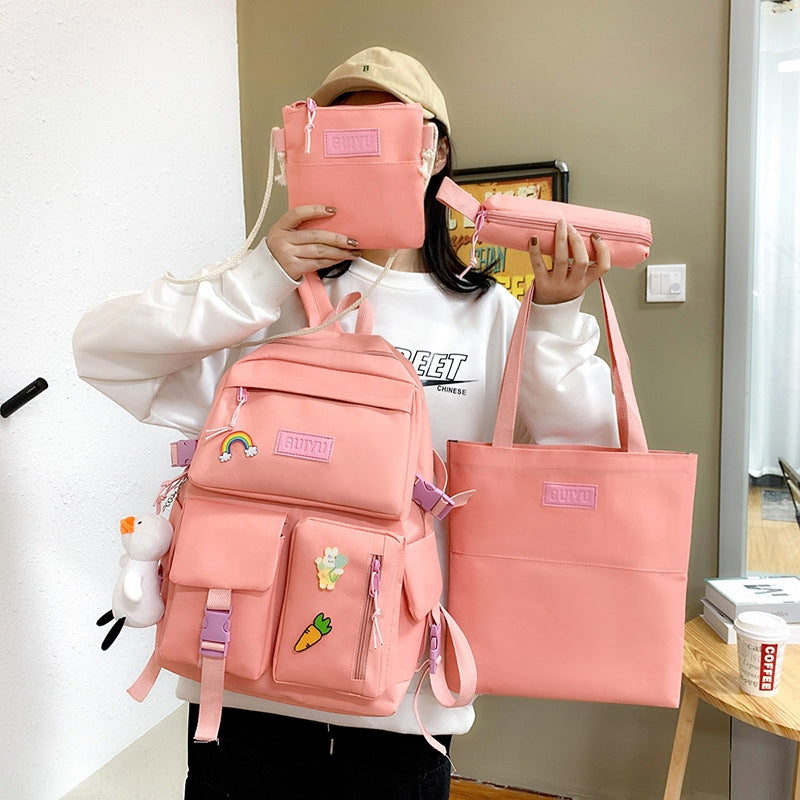 Kids Backpack With Lunch Box School Backpacks - Black Blue Pink Book Bags For Girls Set Handbag Purse Pink Bookbag
