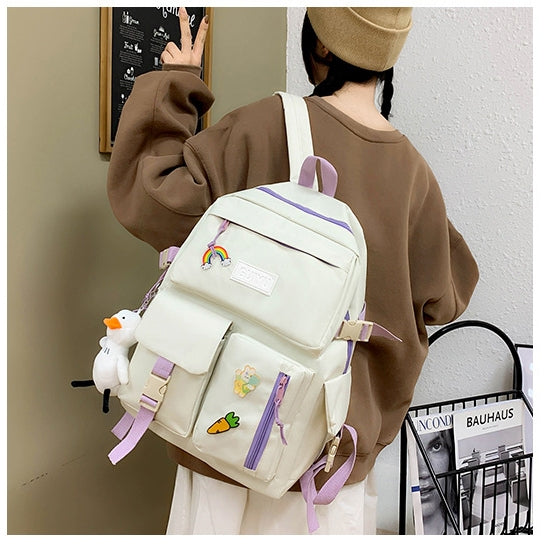 Kids Backpack With Lunch Box School Backpacks - Black Blue Pink Book Bags For Girls Set Handbag Purse Pink Bookbag