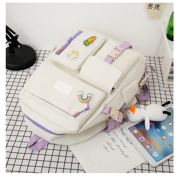 Kids Backpack With Lunch Box School Backpacks - Black Blue Pink Book Bags For Girls Set Handbag Purse Pink Bookbag