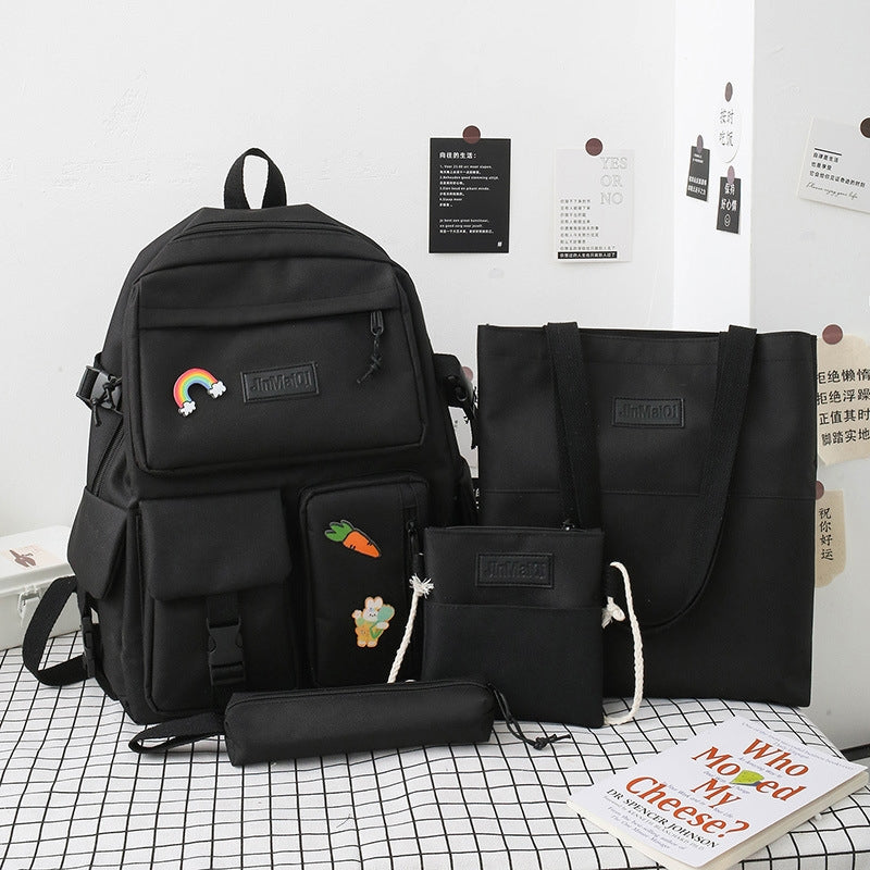 Kids Backpack With Lunch Box School Backpacks - Black Blue Pink Book Bags For Girls Set Handbag Purse Pink Bookbag